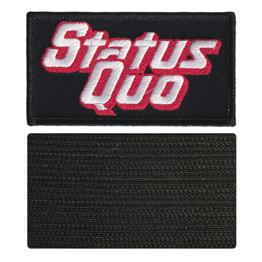 MAXIMUMPATCHES - Status Quo - 9 cm x 5 cm - Ecusson Patch Brodé Avec Scratch Cousu Au Dos + Carré Scratch A Coudre, Face Opposé 10 cm x 10 cm/Groupe Musique Métal Rock Punk Heavy Trash Blues