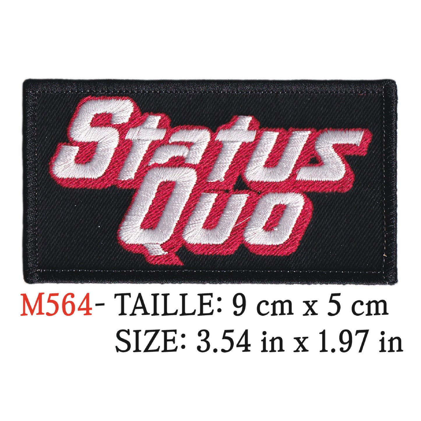 MAXIMUMPATCHES - Ecusson Patch Brodé Thermocollant - 9 cm x 5 cm - Status Quo Groupe Musique Rock Punk Hard Trash Métal Heavy Psychedelic