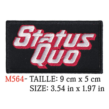 MAXIMUMPATCHES - Ecusson Patch Brodé Thermocollant - 9 cm x 5 cm - Status Quo Groupe Musique Rock Punk Hard Trash Métal Heavy Psychedelic