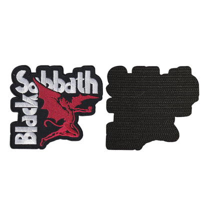 MAXIMUMPATCHES - Black Sabbath - 8 cm x 9 cm - Ecusson Patch Brodé Avec Scratch Cousu Au Dos + Carré Scratch A Coudre, Face Opposé 10 cm x 10 cm/Groupe Musique Métal Rock Punk Heavy Trash Blues