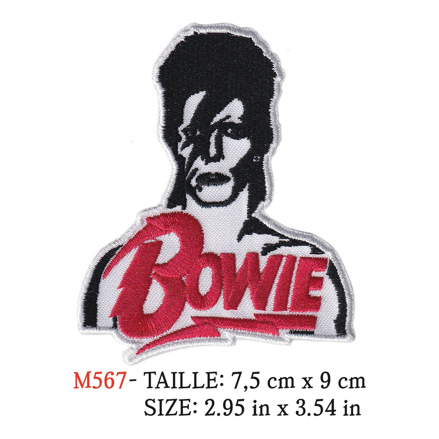 MAXIMUMPATCHES - Ecusson Patch Brodé Thermocollant - 7,5 cm x 9 cm - David Bowie Groupe Musique Rock Punk Hard Trash Métal Heavy Psychedelic