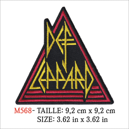 MAXIMUMPATCHES - Ecusson Patch Brodé Thermocollant - 9,2 cm x 9,2 cm - Def Leppard Groupe Musique Rock Punk Hard Trash Métal Heavy Psychedelic