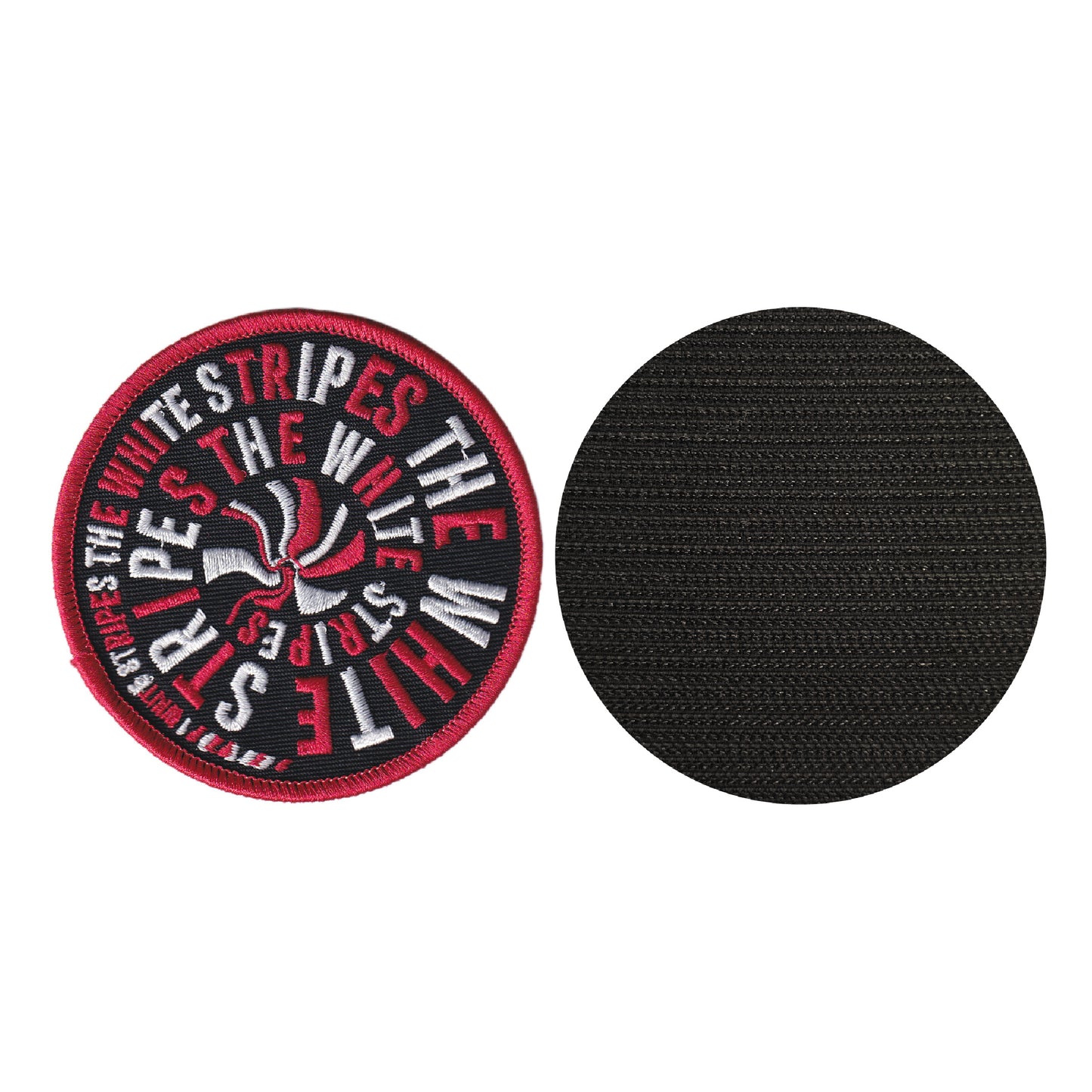 MAXIMUMPATCHES - The White Stripes - Diamètre 8 cm - Ecusson Patch Brodé Avec Scratch Cousu Au Dos + Carré Scratch A Coudre, Face Opposé 10 cm x 10 cm/Groupe Musique Métal Rock Punk Heavy Trash Blues