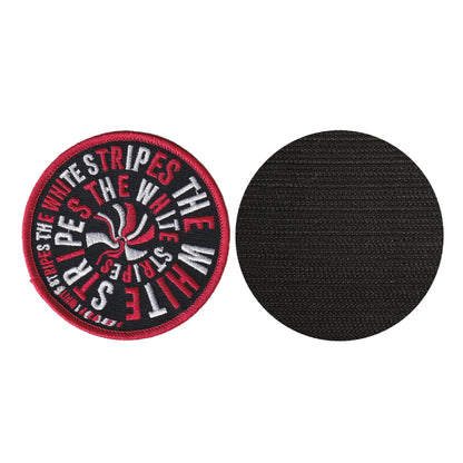 MAXIMUMPATCHES - The White Stripes - Diamètre 8 cm - Ecusson Patch Brodé Avec Scratch Cousu Au Dos + Carré Scratch A Coudre, Face Opposé 10 cm x 10 cm/Groupe Musique Métal Rock Punk Heavy Trash Blues
