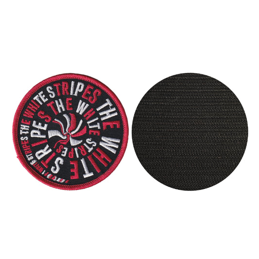 MAXIMUMPATCHES - The White Stripes - Diamètre 8 cm - Ecusson Patch Brodé Avec Scratch Cousu Au Dos + Carré Scratch A Coudre, Face Opposé 10 cm x 10 cm/Groupe Musique Métal Rock Punk Heavy Trash Blues