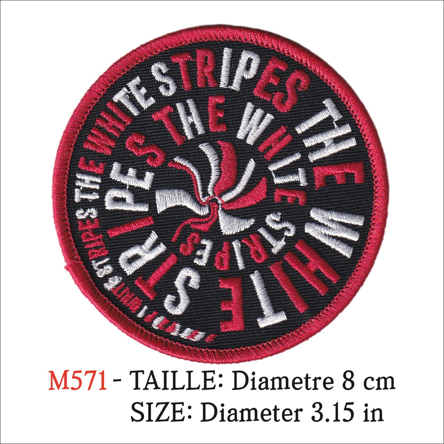 MAXIMUMPATCHES - Ecusson Patch Brodé Thermocollant - Diametre 8cm - The White Stripes Groupe Musique Rock Punk Hard Trash Métal Heavy Psychedelic Country Blues Jazz