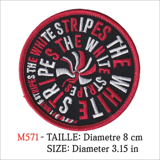 MAXIMUMPATCHES - Ecusson Patch Brodé Thermocollant - Diametre 8cm - The White Stripes Groupe Musique Rock Punk Hard Trash Métal Heavy Psychedelic Country Blues Jazz