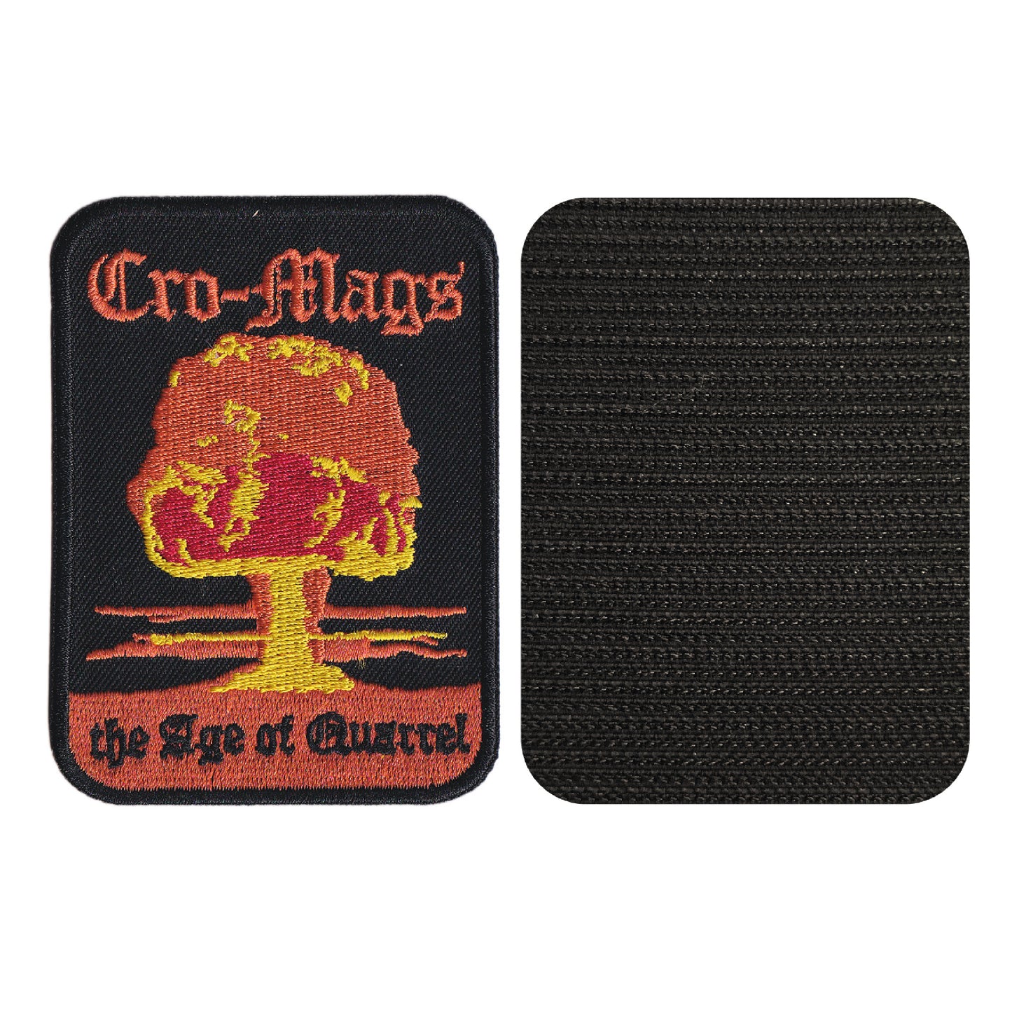 MAXIMUMPATCHES - Cro-mags - 6,5 cm x 9 cm - Ecusson Patch Brodé Avec Scratch Cousu Au Dos + Carré Scratch A Coudre, Face Opposé 10 cm x 10 cm/Groupe Musique Métal Rock Punk Heavy Trash Blues