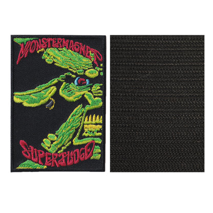 MAXIMUMPATCHES - 6,2 cm x 9 cm - Ecusson Patch Brodé Avec Scratch Cousu Au Dos + Carré Scratch A Coudre, Face Opposé 10 cm x 10 cm/Groupe Musique Métal Rock Punk Heavy Trash Blues Monster Magnet