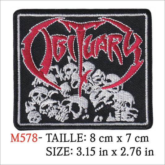 MAXIMUMPATCHES - Ecusson Patch Brodé Thermocollant - 8 cm x 7cm - Obituary Groupe Musique Rock Punk Hard Trash Métal Heavy Psychedelic