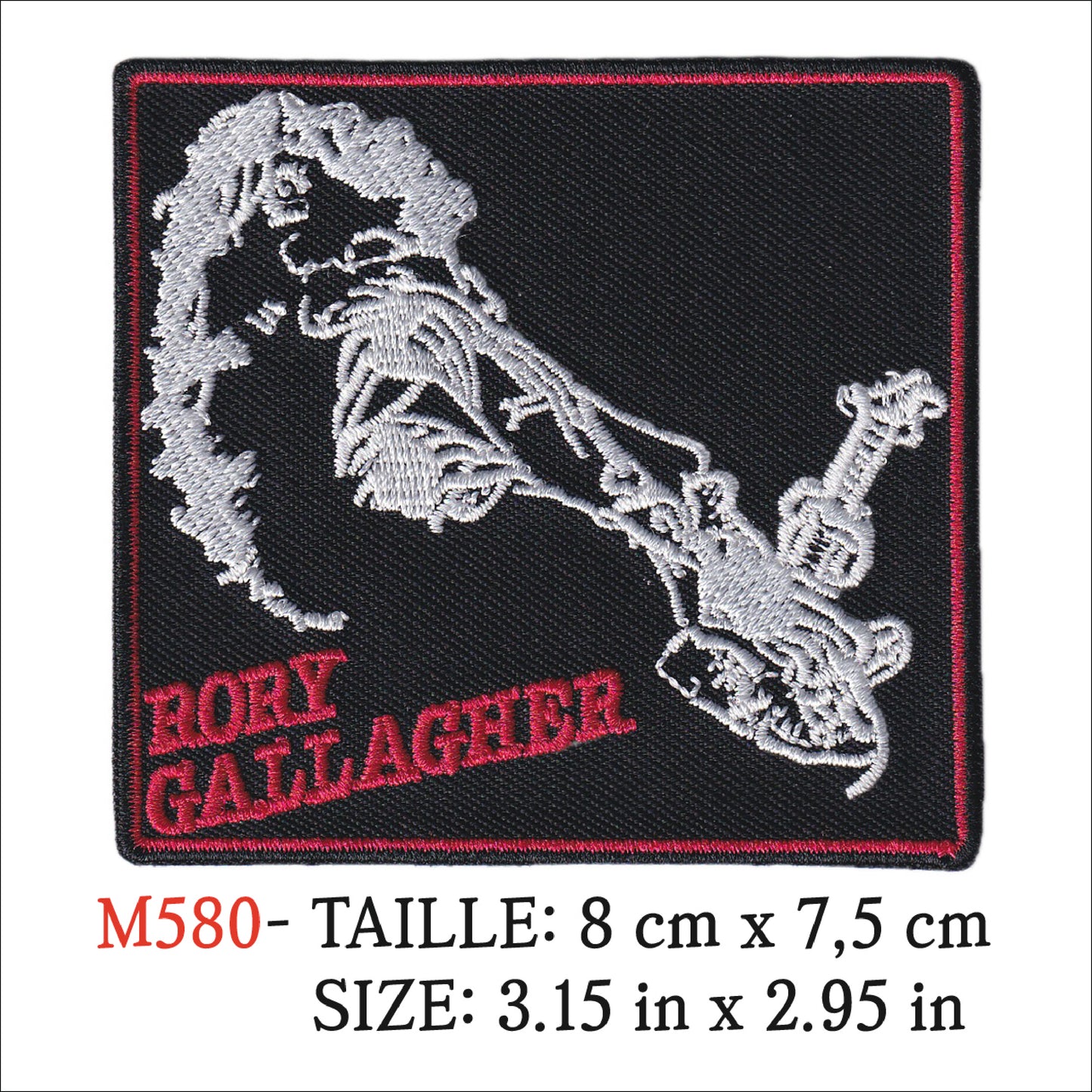 MAXIMUMPATCHES - Ecusson Patch Brodé Thermocollant - 8 cm x 7,5 cm - Rory Gallagher Groupe Musique Rock Punk Hard Trash Métal Heavy Psychedelic Guitare