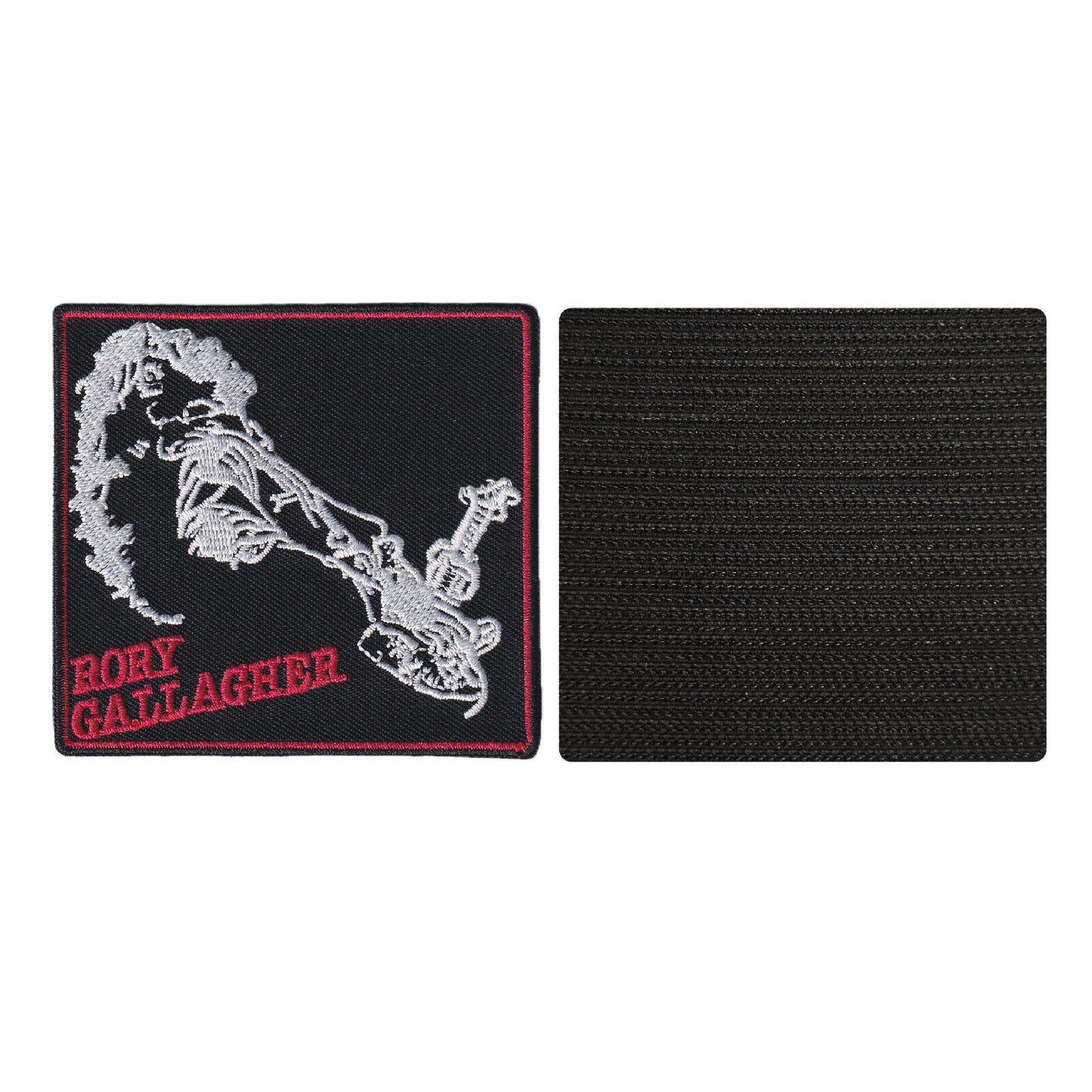 MAXIMUMPATCHES - 8 cm x 7,5 cm - Ecusson Patch Brodé Avec Scratch Cousu Au Dos + Carré Scratch A Coudre, Face Opposé 10 cm x 10 cm/Groupe Musique Métal Rock Punk Heavy Trash Blues Rory Gallagher