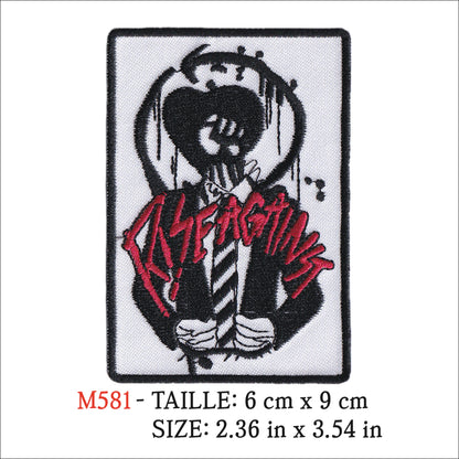 MAXIMUMPATCHES - Ecusson Patch Brodé Thermocollant - 6 cm x 9 cm - Rise Against Groupe Musique Rock Punk Hard Trash Métal Heavy Psychedelic