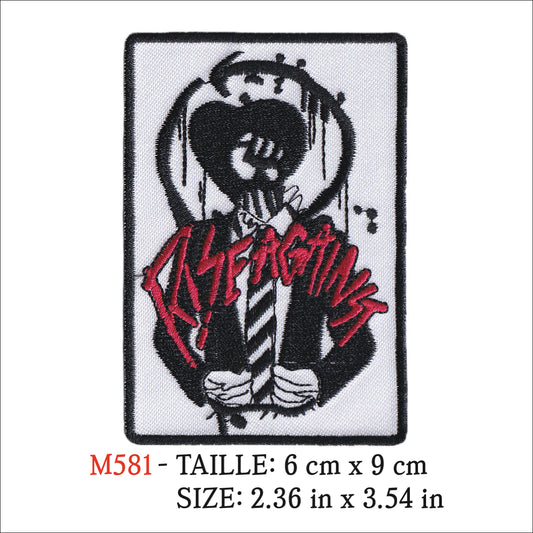 MAXIMUMPATCHES - Ecusson Patch Brodé Thermocollant - 6 cm x 9 cm - Rise Against Groupe Musique Rock Punk Hard Trash Métal Heavy Psychedelic