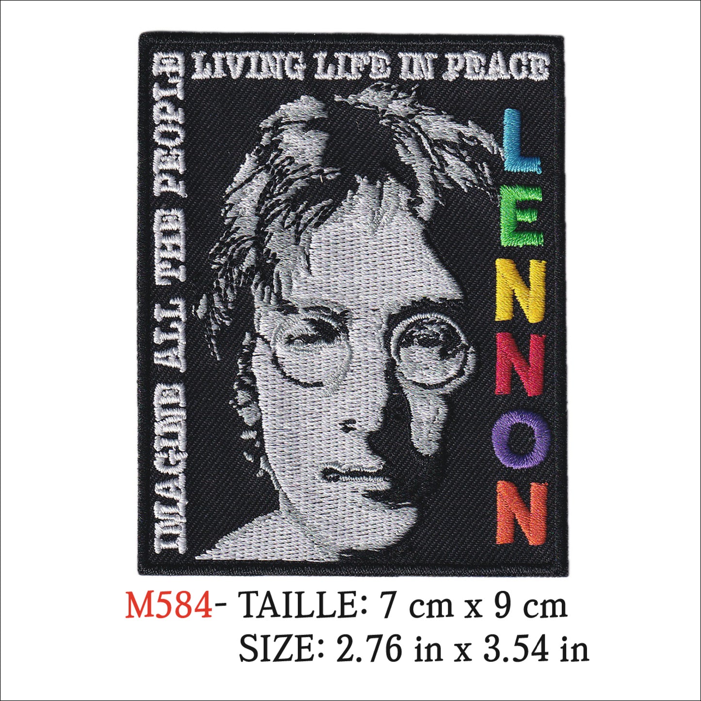 MAXIMUMPATCHES - Ecusson Patch Brodé Thermocollant - 7 cm x 9 cm - John Lennon Groupe Musique Rock Punk Hard Trash Métal Heavy Psychedelic Imagine