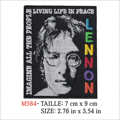 MAXIMUMPATCHES - Ecusson Patch Brodé Thermocollant - 7 cm x 9 cm - John Lennon Groupe Musique Rock Punk Hard Trash Métal Heavy Psychedelic Imagine