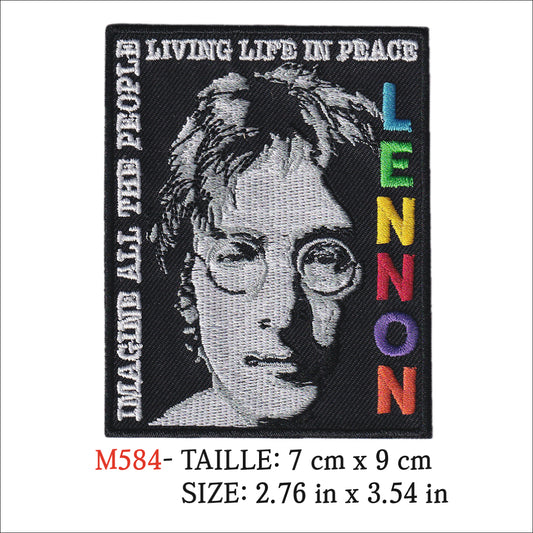MAXIMUMPATCHES - Ecusson Patch Brodé Thermocollant - 7 cm x 9 cm - John Lennon Groupe Musique Rock Punk Hard Trash Métal Heavy Psychedelic Imagine