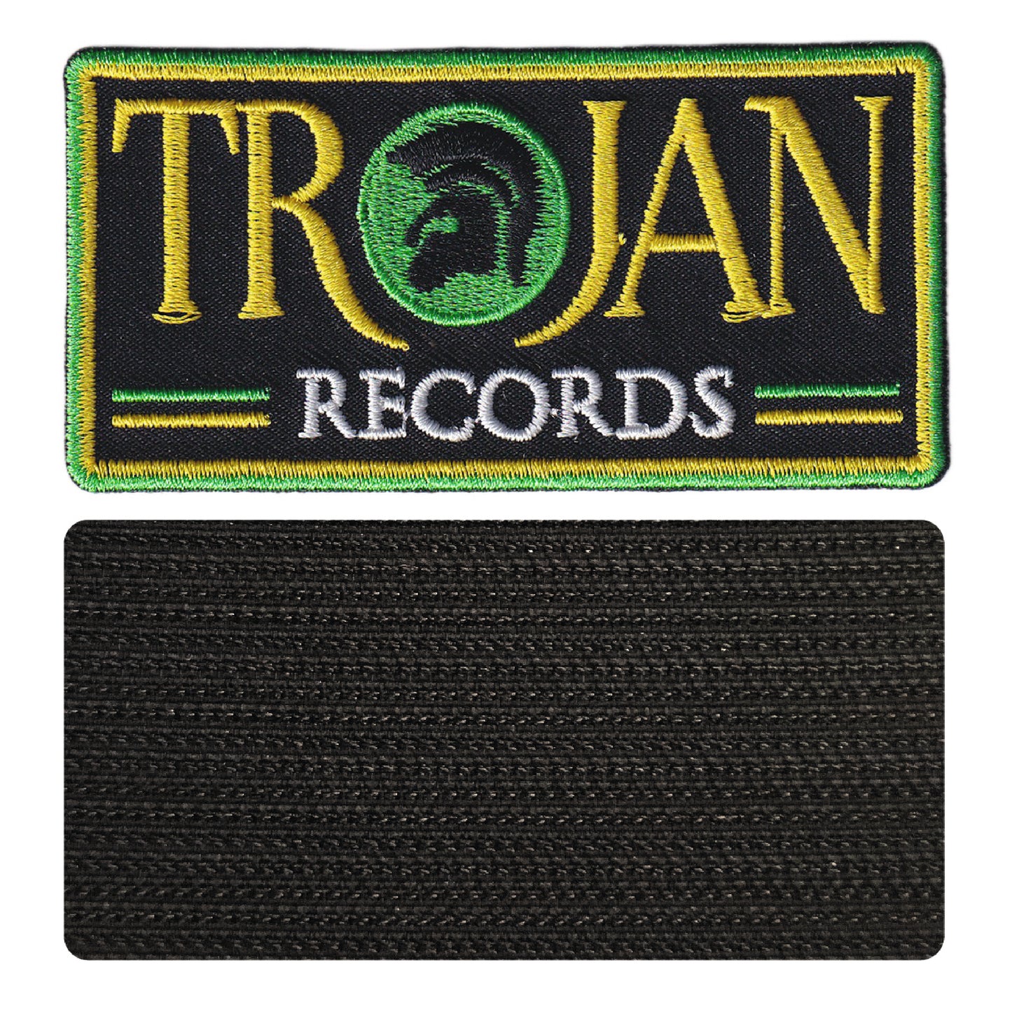 MAXIMUMPATCHES - 9 cm x 4,5 cm - Ecusson Patch Brodé Avec Scratch Cousu Au Dos + Carré Scratch A Coudre, Face Opposé 10 cm x 10 cm/Groupe Musique Métal Rock Punk Heavy Trash Blues Trojan Records