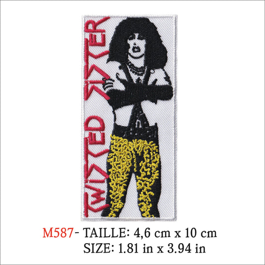 MAXIMUMPATCHES - Ecusson Patch Brodé Thermocollant - 4,6 cm x 10 cm - Twisted Sister Groupe Musique Rock Punk Hard Trash Métal Heavy Psychedelic
