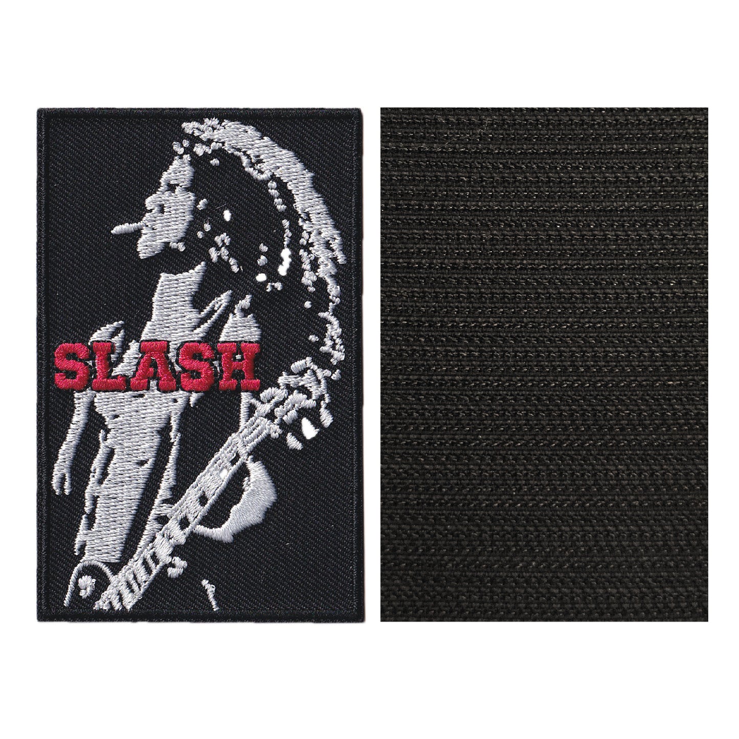 MAXIMUMPATCHES - 5,6 cm x 9 cm - Ecusson Patch Brodé Avec Scratch Cousu Au Dos + Carré Scratch A Coudre, Face Opposé 10 cm x 10 cm/Groupe Musique Métal Rock Punk Heavy Trash Blues Slash