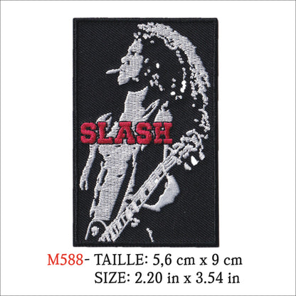 MAXIMUMPATCHES - Ecusson Patch Brodé Thermocollant - 5,6 cm x 9 cm - Slash Groupe Musique Rock Punk Hard Trash Métal Heavy Psychedelic