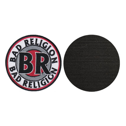 MAXIMUMPATCHES - Diamètre 8 cm - Ecusson Patch Brodé Avec Scratch Cousu Au Dos + Carré Scratch A Coudre, Face Opposé 10 cm x 10 cm/Groupe Musique Métal Rock Punk Heavy Trash Blues Bad Religion