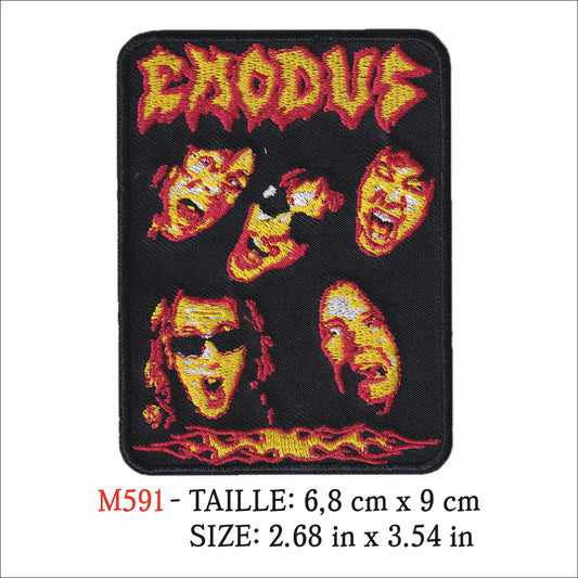 MAXIMUMPATCHES - Ecusson Patch Brodé thermocollant - 6,8 cm x 9 cm - Exodus Groupe Musique Rock Punk Hard Trash Métal Heavy Psychedelic