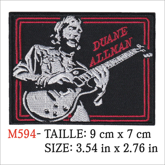 MAXIMUMPATCHES - Ecusson Patch Brodé thermocollant - 9 cm x 7 cm - Duane Allman Groupe Musique Rock Punk Hard Trash Métal Heavy Psychedelic