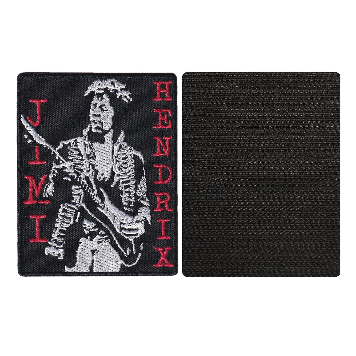 MAXIMUMPATCHES - 9 cm x 7,4 cm - Ecusson Patch Brodé Avec Scratch Cousu Au Dos + Carré Scratch A Coudre, Face Opposé 10 cm x 10 cm/Groupe Musique Métal Rock Punk Heavy Trash Blues Jimi Hendrix
