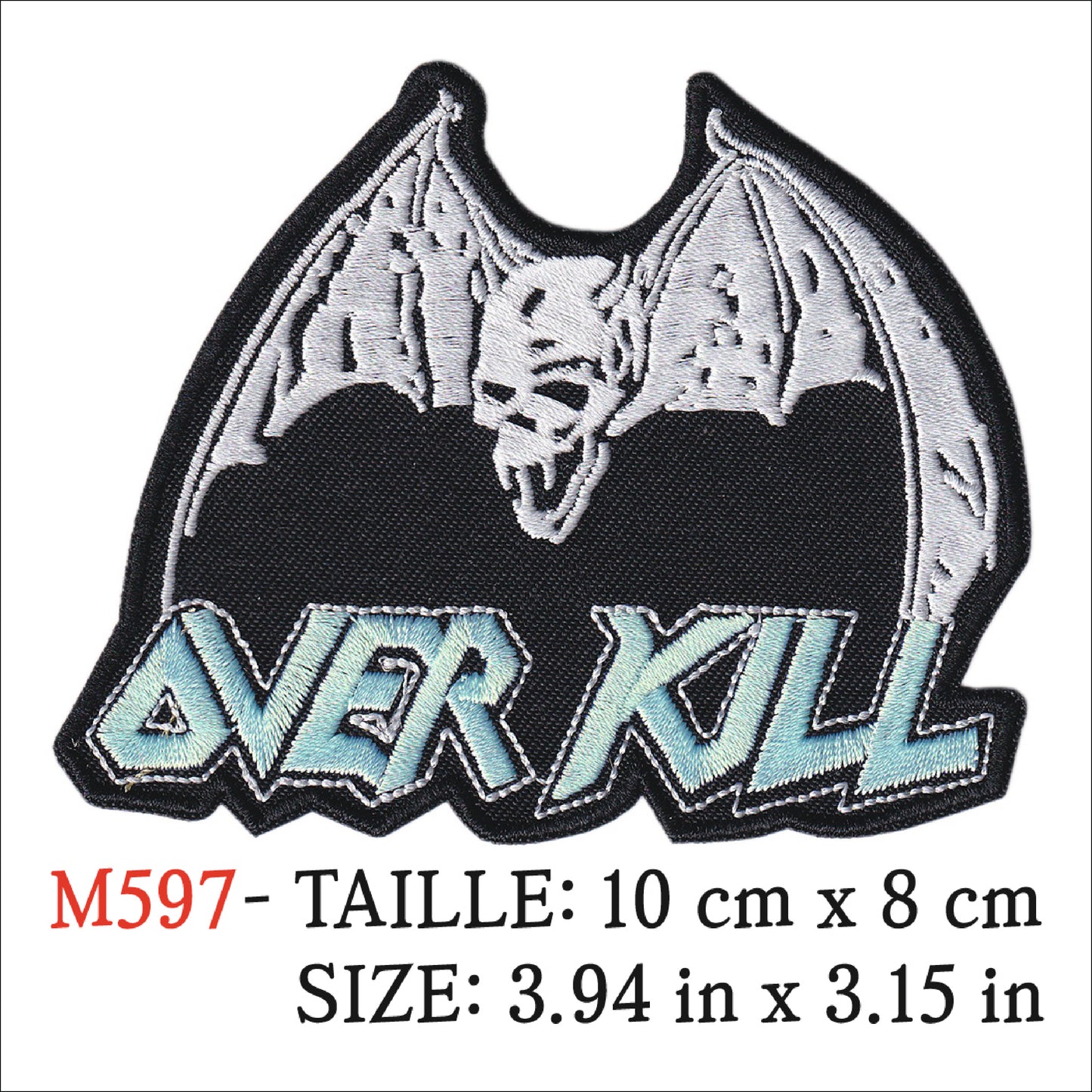MAXIMUMPATCHES - Ecusson Patch Brodé thermocollant - 10 cm x 8 cm - Over Kill Overkill Groupe Musique Rock Punk Hard Trash Métal Heavy Psychedelic