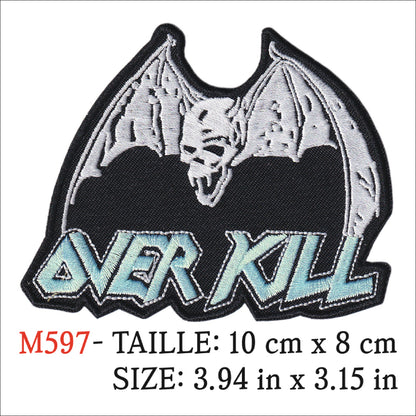 MAXIMUMPATCHES - Ecusson Patch Brodé thermocollant - 10 cm x 8 cm - Over Kill Overkill Groupe Musique Rock Punk Hard Trash Métal Heavy Psychedelic