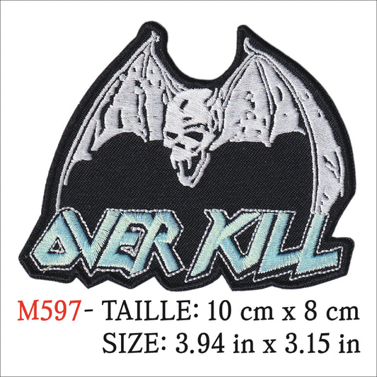 MAXIMUMPATCHES - Ecusson Patch Brodé thermocollant - 10 cm x 8 cm - Over Kill Overkill Groupe Musique Rock Punk Hard Trash Métal Heavy Psychedelic