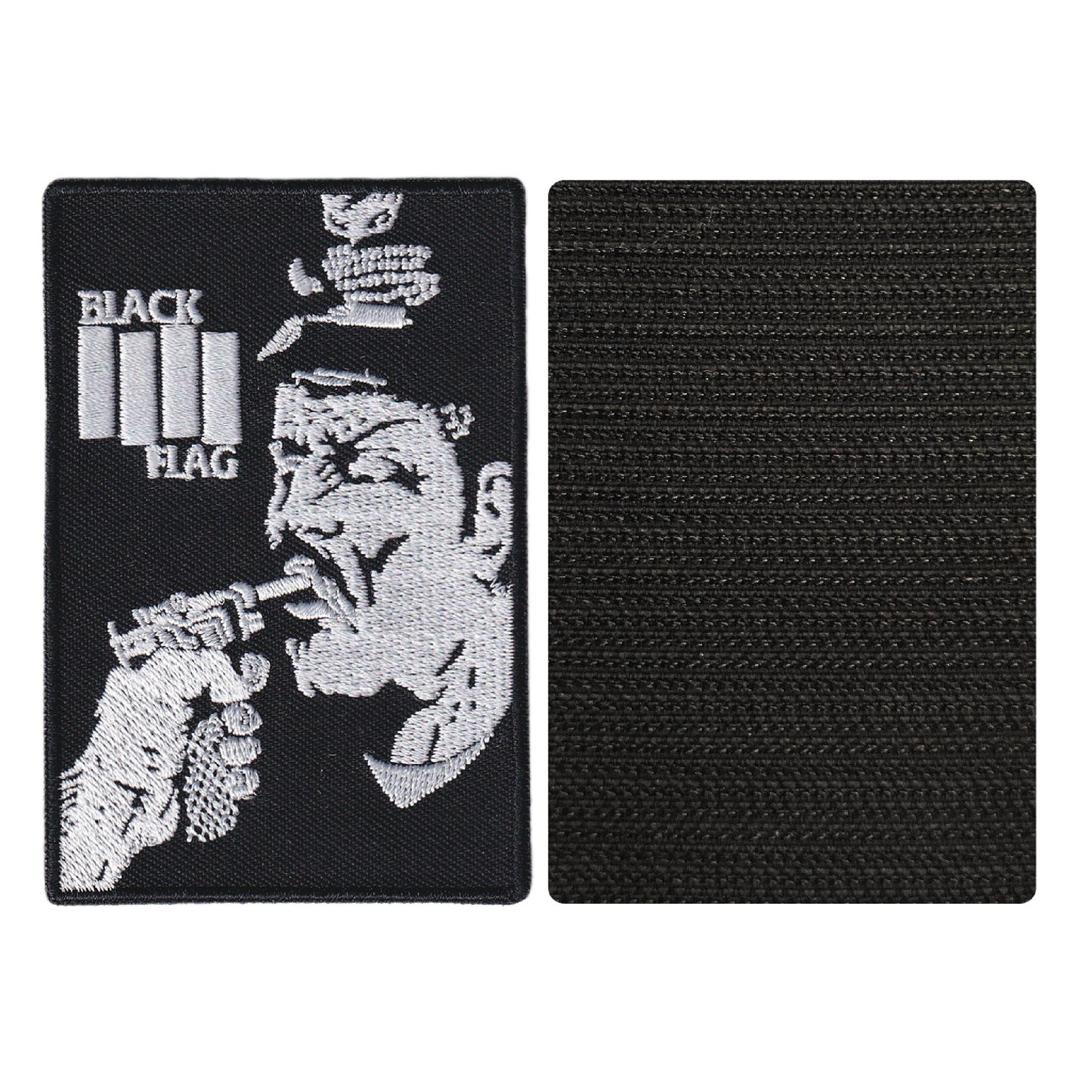 MAXIMUMPATCHES - 6 cm x 9 cm - Ecusson Patch Brodé Avec Scratch Cousu Au Dos + Carré Scratch A Coudre, Face Opposé 10 cm x 10 cm/Groupe Musique Métal Rock Punk Heavy Trash Blues Black Flag