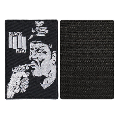 MAXIMUMPATCHES - 6 cm x 9 cm - Ecusson Patch Brodé Avec Scratch Cousu Au Dos + Carré Scratch A Coudre, Face Opposé 10 cm x 10 cm/Groupe Musique Métal Rock Punk Heavy Trash Blues Black Flag