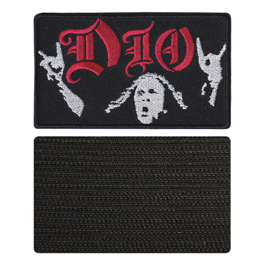 MAXIMUMPATCHES - 9 cm x 5,3 cm - Ecusson Patch Brodé Avec Scratch Cousu Au Dos + Carré Scratch A Coudre, Face Opposé 10 cm x 10 cm/Groupe Musique Métal Rock Punk Heavy Trash Blues Dio