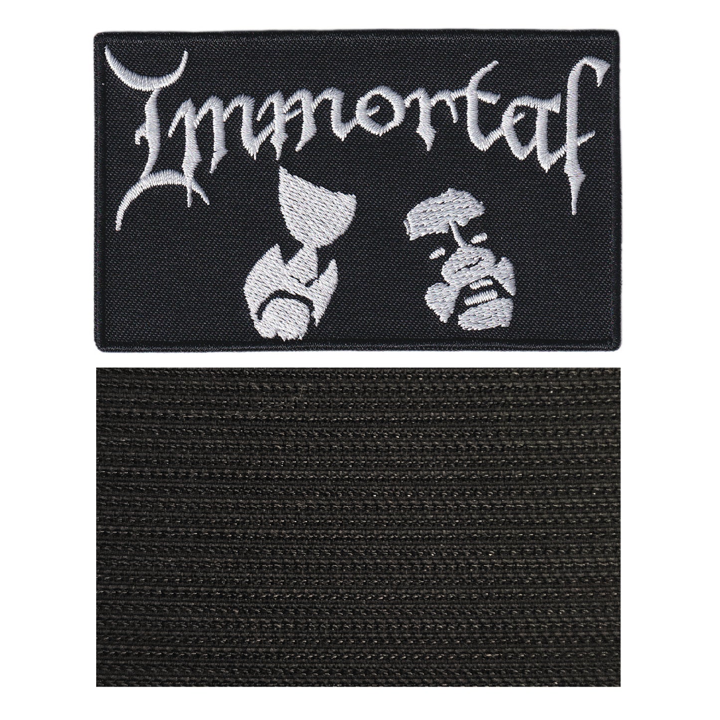 MAXIMUMPATCHES - 10 cm x 6 cm - Ecusson Patch Brodé Avec Scratch Cousu Au Dos + Carré Scratch A Coudre, Face Opposé 10 cm x 10 cm/Groupe Musique Métal Rock Punk Heavy Trash Blues Immortal