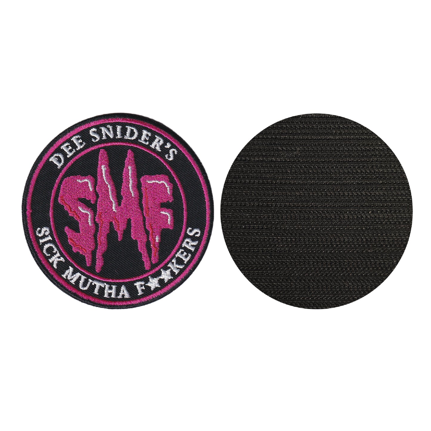 MAXIMUMPATCHES - Diamètre 8 cm - Dee Snider's Sick Mutha Fuckers Ecusson Patch Brodé Avec Scratch Cousu Au Dos + Carré Scratch A Coudre, Face Opposé 10 cm x 10 cm/Groupe Musique Métal Rock Punk Heavy Trash Blues