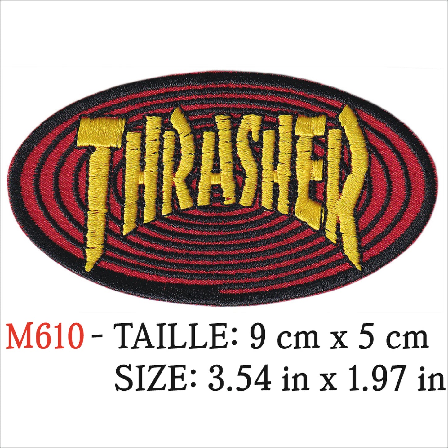 MAXIMUMPATCHES - Ecusson Patch Brodé thermocollant - 9 cm x 5 cm - Groupe Musique Rock Punk Hard Trash Métal Heavy Psychedelic Skate