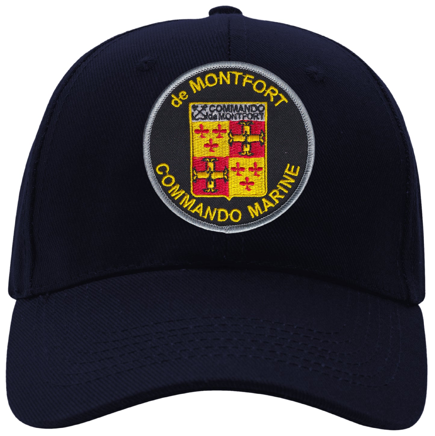 MAXIMUMPATCHES - Montfort Commando Marine - CASQUETTE coton, taille unique, réglable, personnalisée avec écusson brodé thermocollé sur le fronton