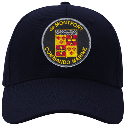MAXIMUMPATCHES - Montfort Commando Marine - CASQUETTE coton, taille unique, réglable, personnalisée avec écusson brodé thermocollé sur le fronton