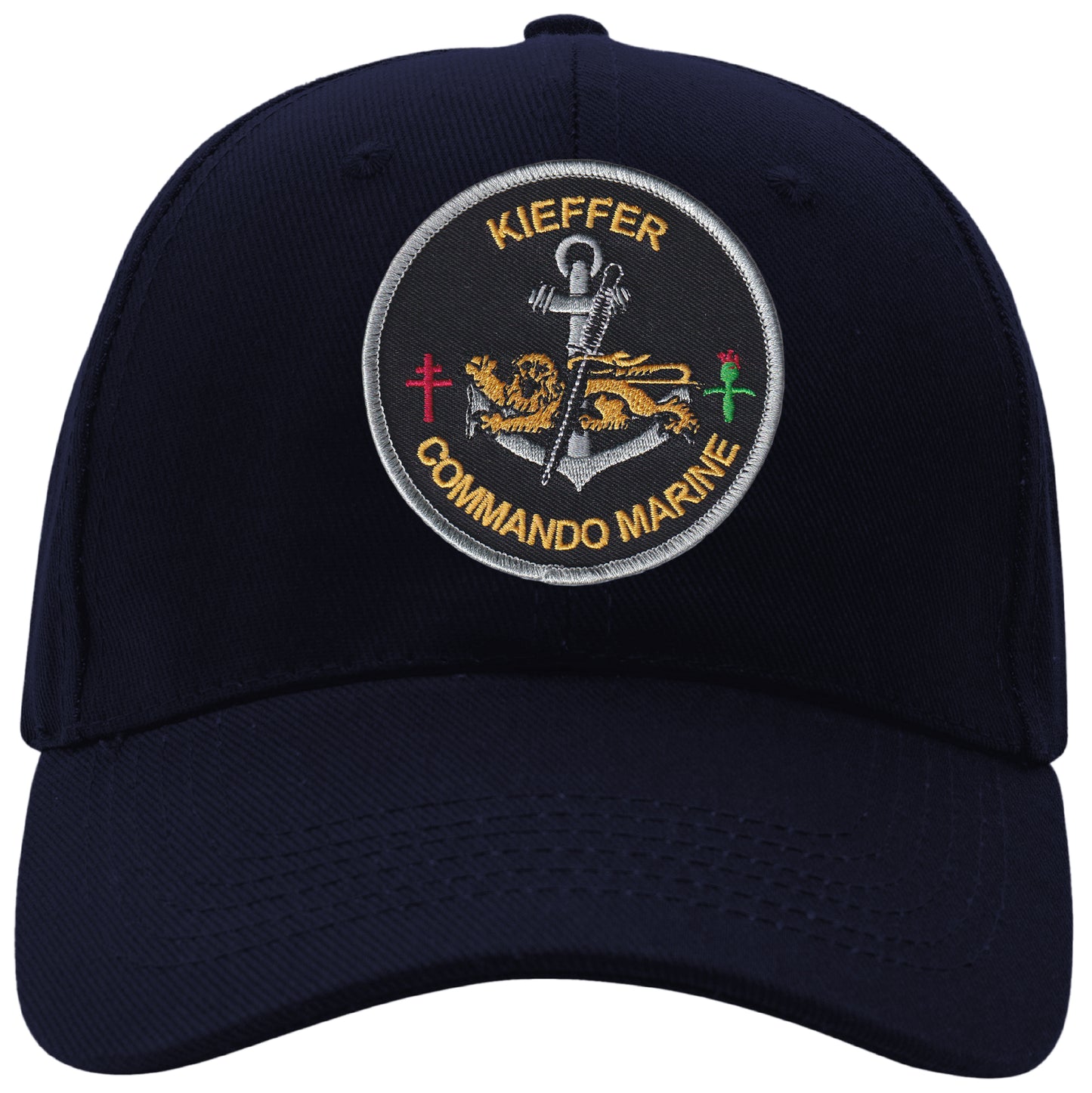 MAXIMUMPATCHES -  Kieffer Commando Marine - CASQUETTE coton, taille unique, réglable, personnalisée avec écusson brodé thermocollé sur le fronton