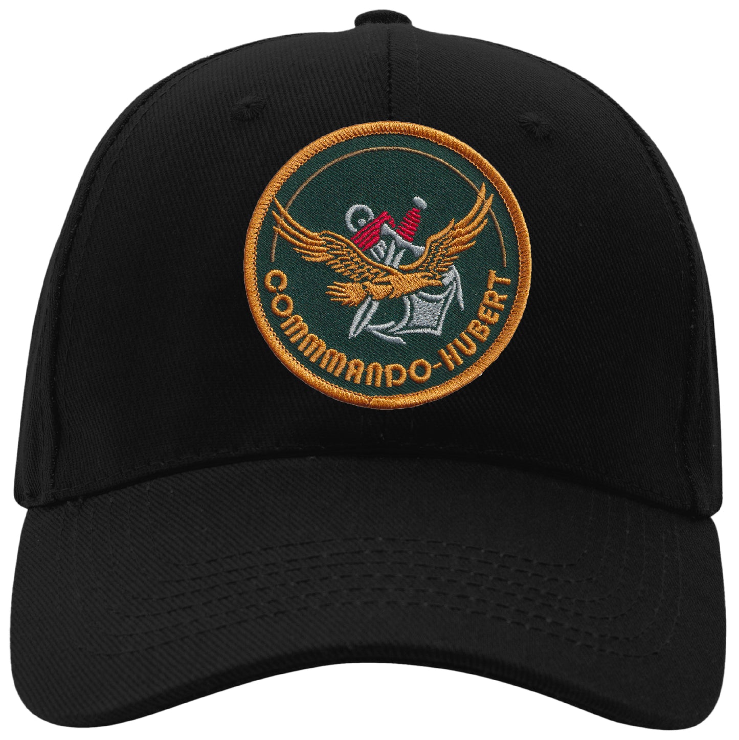 MAXIMUMPATCHES - Hubert Commando Marine - CASQUETTE coton, taille unique, réglable, personnalisée avec écusson brodé thermocollé sur le fronton