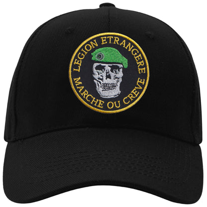 MAXIMUMPATCHES - Légion Etrangère Marche Ou Crève - CASQUETTE coton, taille unique, réglable, personnalisée avec écusson brodé thermocollé sur le fronton
