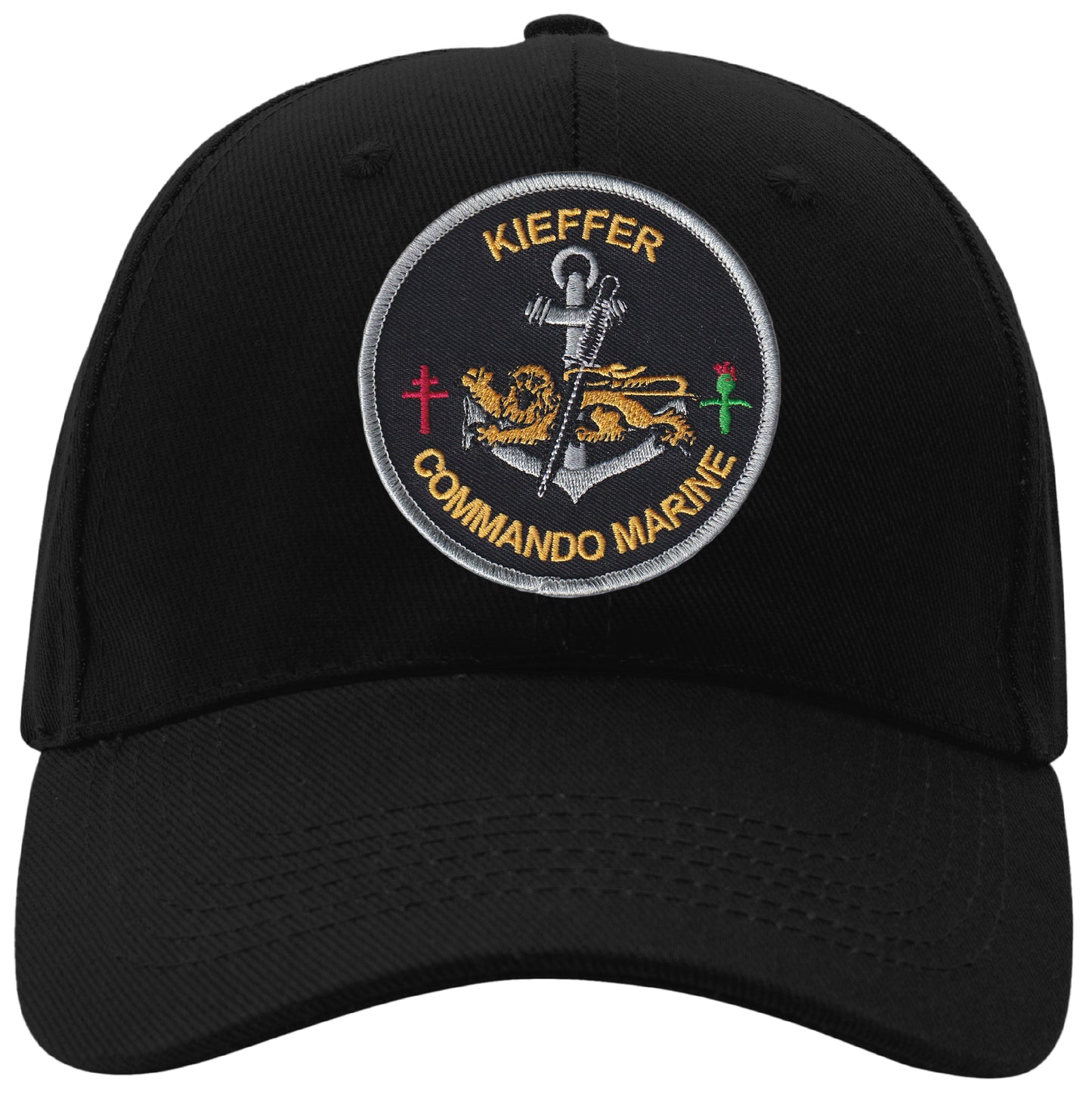MAXIMUMPATCHES -  Kieffer Commando Marine - CASQUETTE coton, taille unique, réglable, personnalisée avec écusson brodé thermocollé sur le fronton